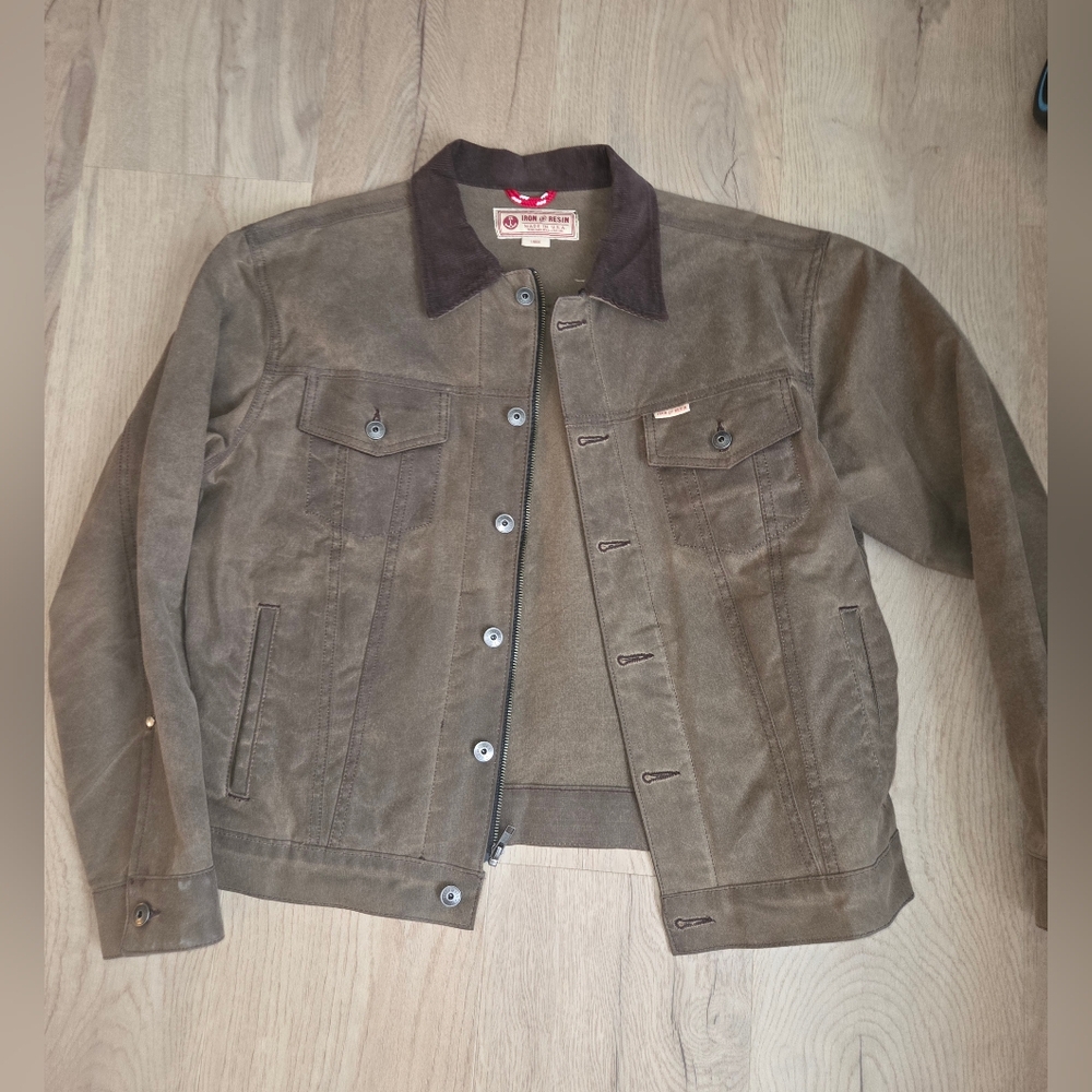 Iron and resin waxed canvas jacket